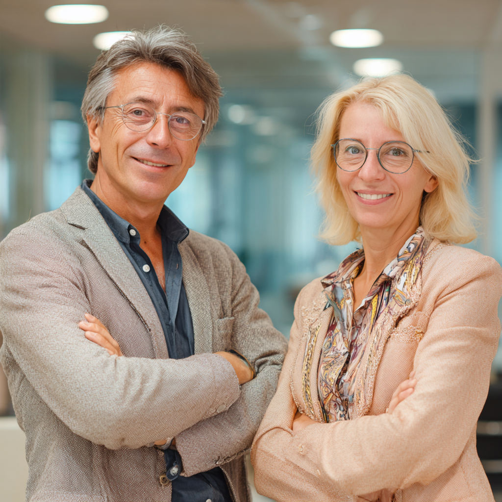 Szakértő táplálkozási tanácsadó nő európai megjelenéssel a harmincas éveiben, mosolyogva és bizalmat keltő módon néz a kamerába, modern irodai háttérrel